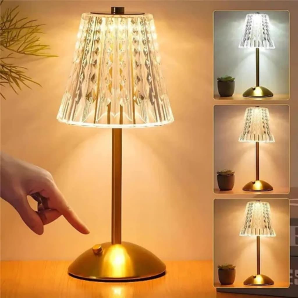 Lâmpada Abajur Mesa Com Barra Led Sensor Toque De Luz Quarto Sem Fio 3 Cores