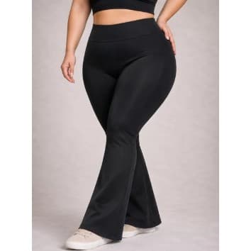 Calça Flare bailarina Básico flanelada Cintura Alta Zero transparencia