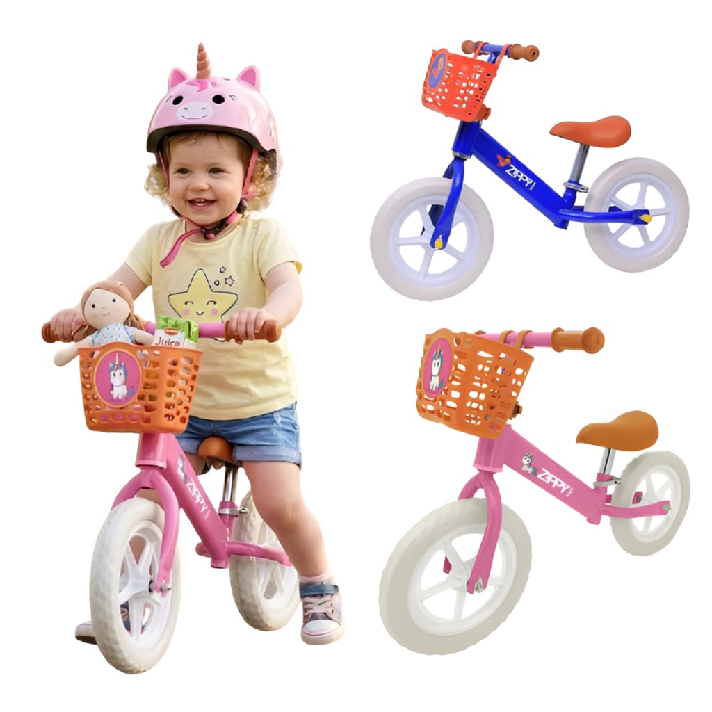 Bicicleta de Equilíbrio Infantil com duas rodas  sem Pedal Cestinha Suporta Até 25kg Zippy