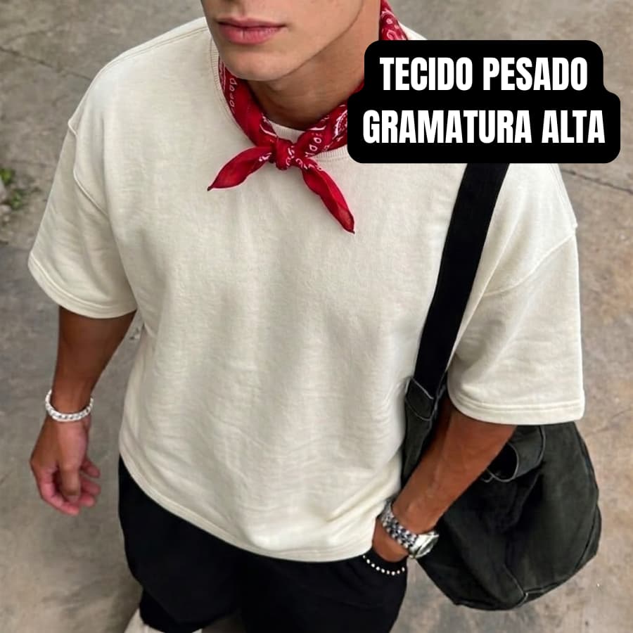 CAMISETA OVERSIZED OFF WHITE TECIDO PESADO GROSSO ALTA GRAMATURA PREMIUM