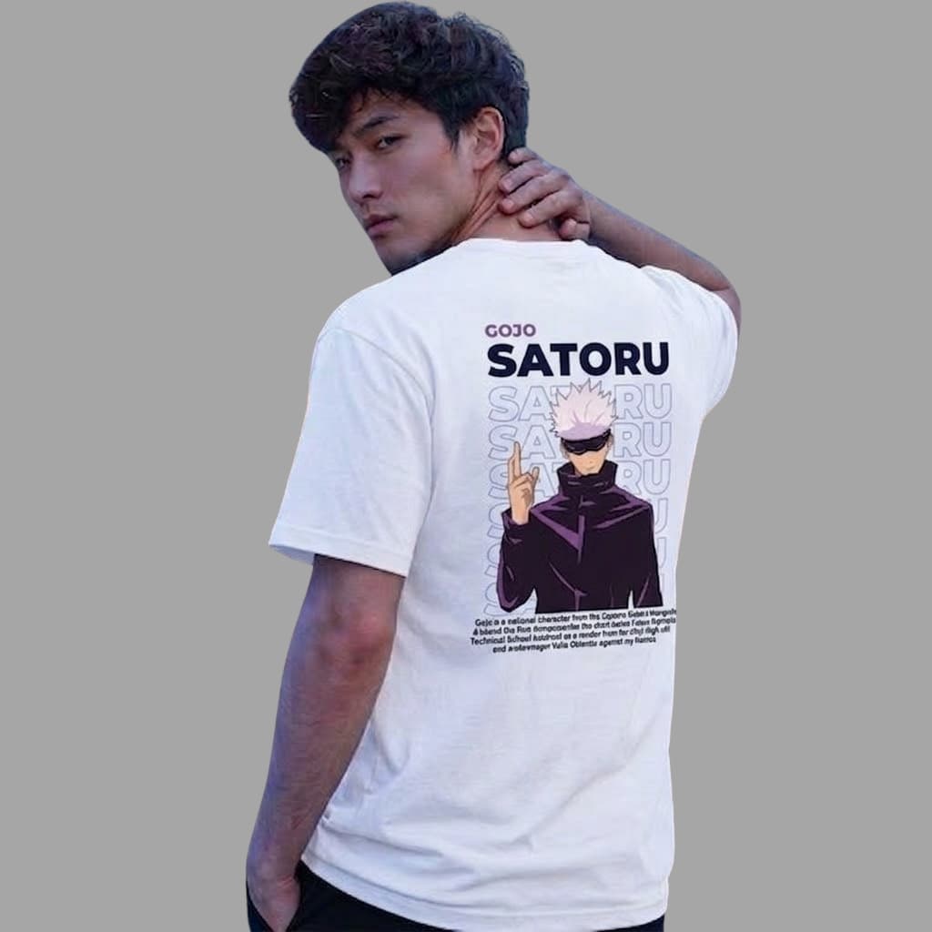 Camiseta Camisa Streetwear Anime Estampado GOJO SATORO 100% Algodão Masculino Feminino Premium