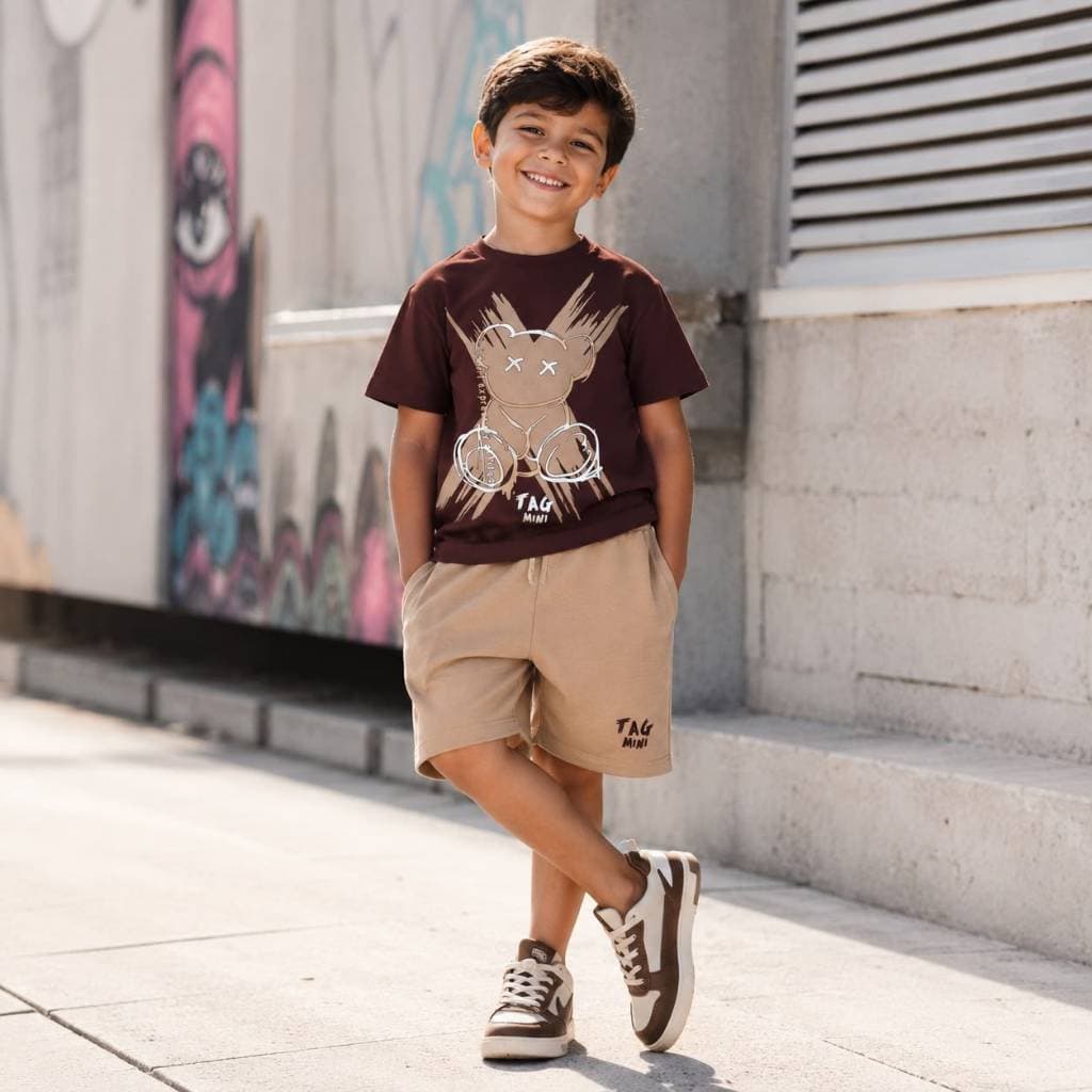 Conjunto Infantil Masculino Estiloso Verão - Camiseta + Shorts Casual Juvenil