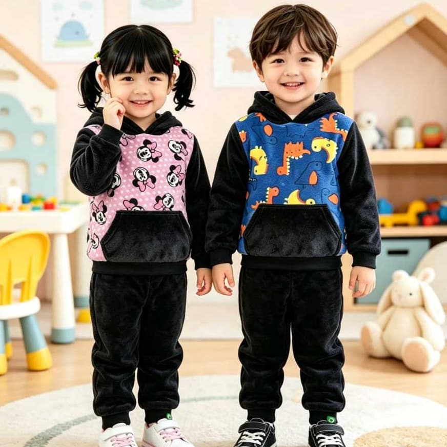 Conjunto Infantil Soft Peluciado Quentinho Menino Menina Inverno Confortavel