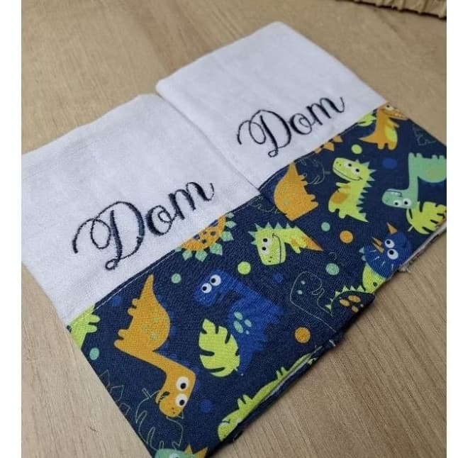 Kit 2 Fraldas de Boca Personalizadas Bordada com nome do Bebê/ Presente Maternidade/ Recém-nascido/ Presente Bebê