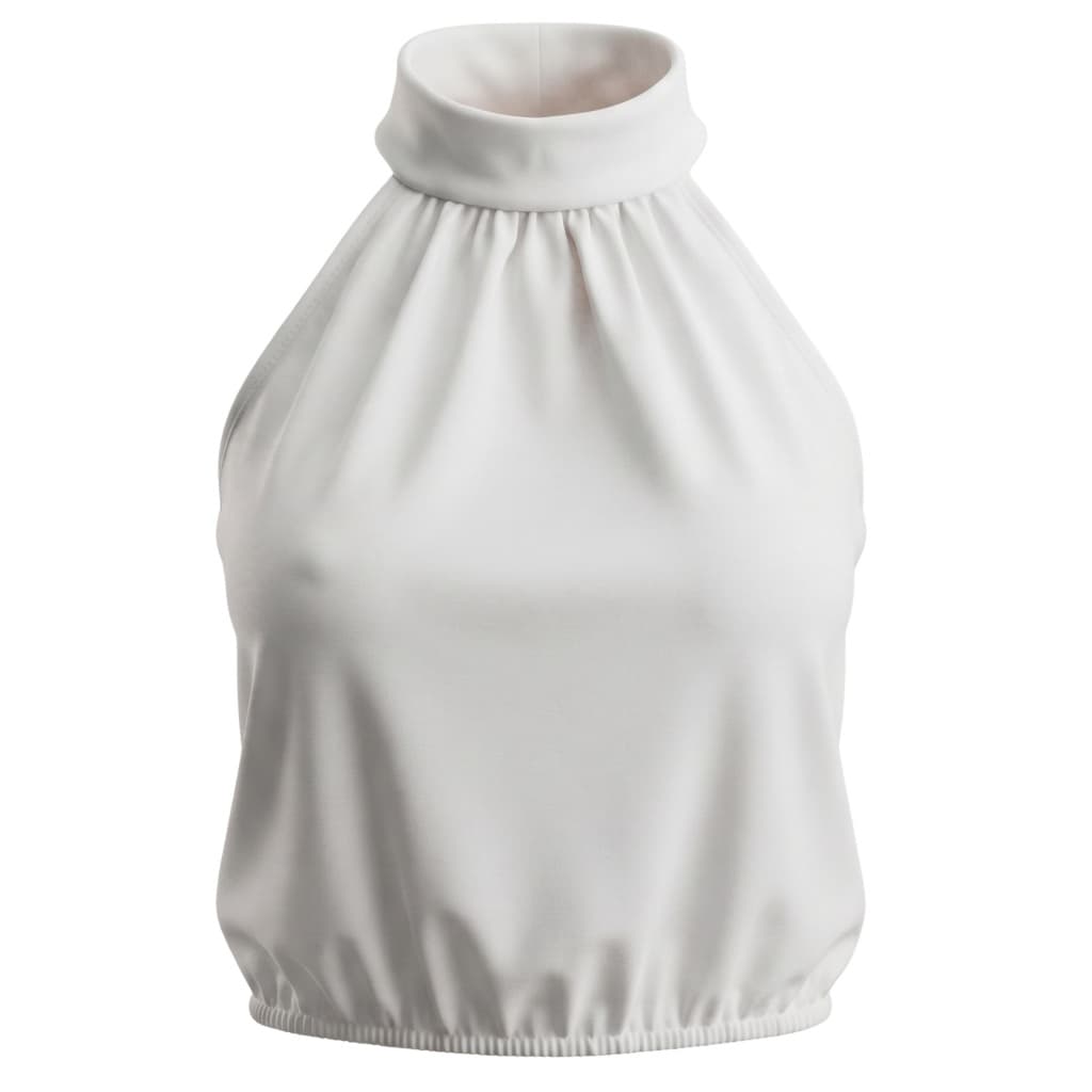 Blusa Regata Feminina Gola Alta Franzido Suplex Elegante Leve para Verão