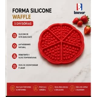 Forma Silicone Waffle 5 Divisórias Antiaderente Flexível Fácil Limpar Cozinha
