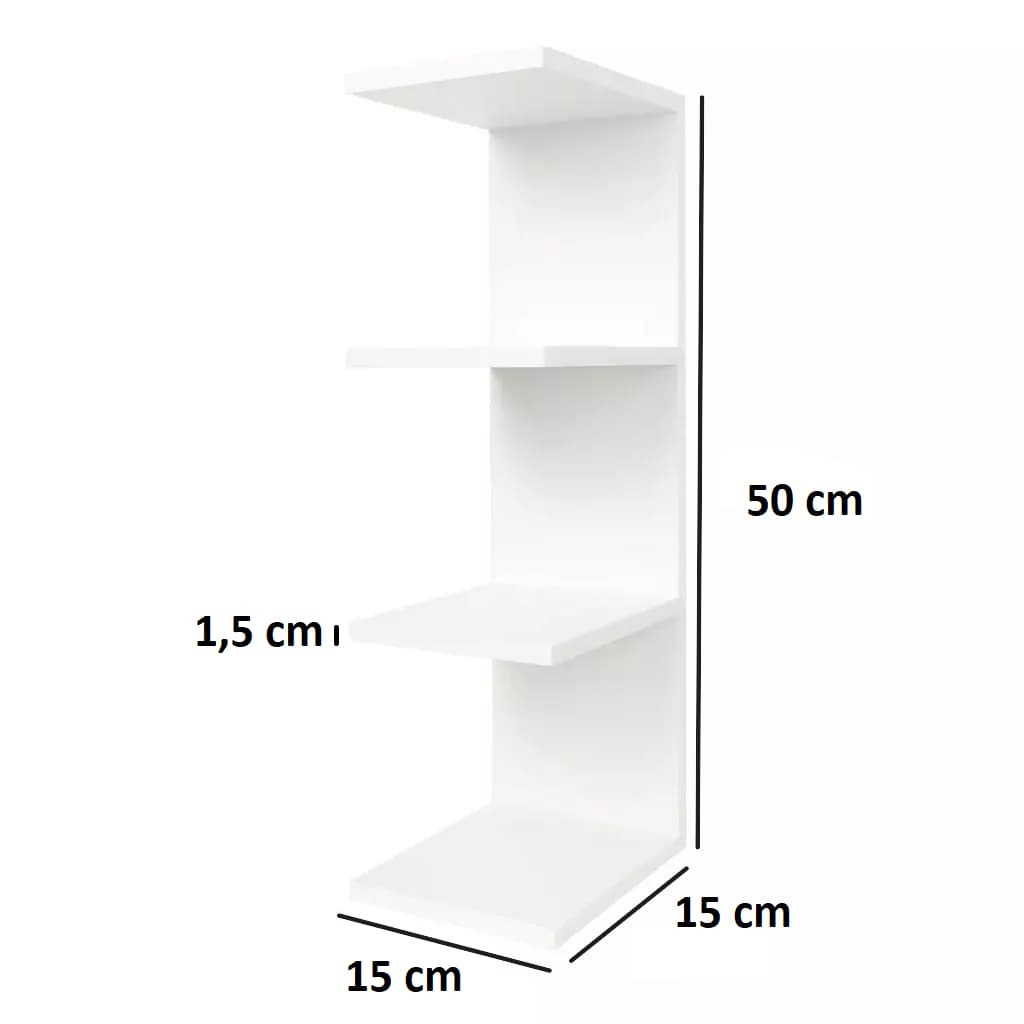 Torre de Prateleiras Compacta em MDF para Pequenos Objetos - Resistente e Funcional, Prateleira de Canto