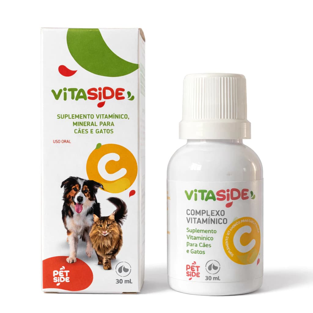 Vitamina C para Cães e Gatos Suplemento Aumento de Imunidade 30ml Vitaside C