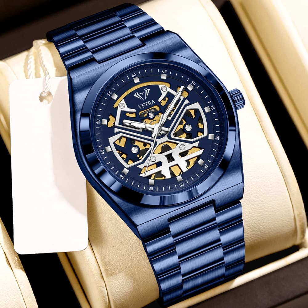 VETRA Relógio Relogio Masculino Original De Pulso A Prova D Água Presente para Homem Aço Inoxidável Azul B879