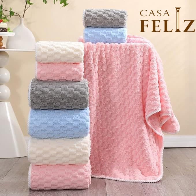 Kit 1/2/4 Peças de Toalhas de Banho e Rosto Coral Fleece 35x75/70x140cm Macias, Absorventes e Secagem Rápida