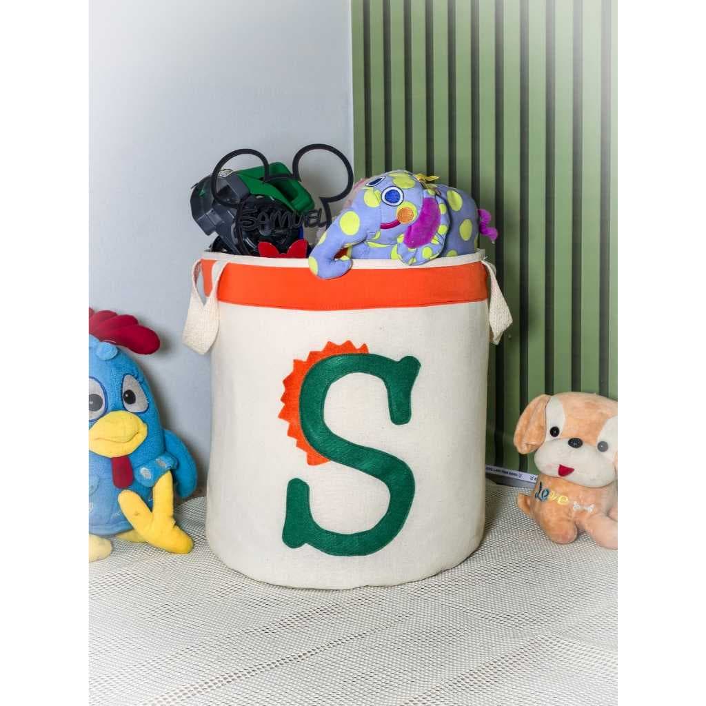 Cesto de Brinquedos Com Letra De Dino Medio organizador