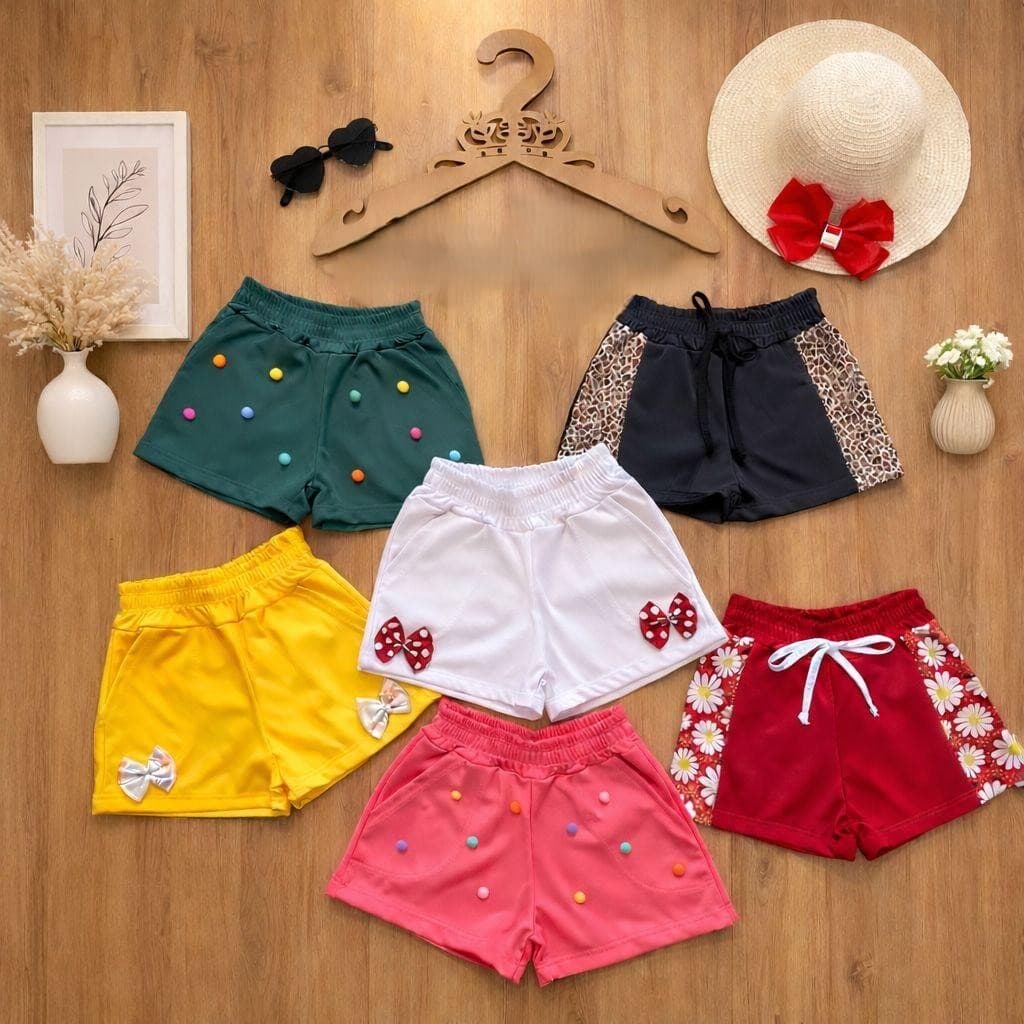 KIT de Short Infantil Feminino/Menina SORTIDO PROMOCIONAL.