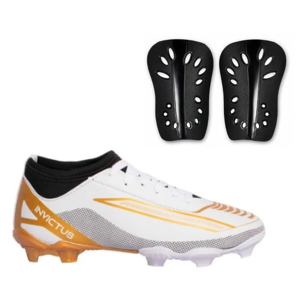 Chuteira Campo Invictus Botinha Cano Médio Original Uzze Sport + Caneleira