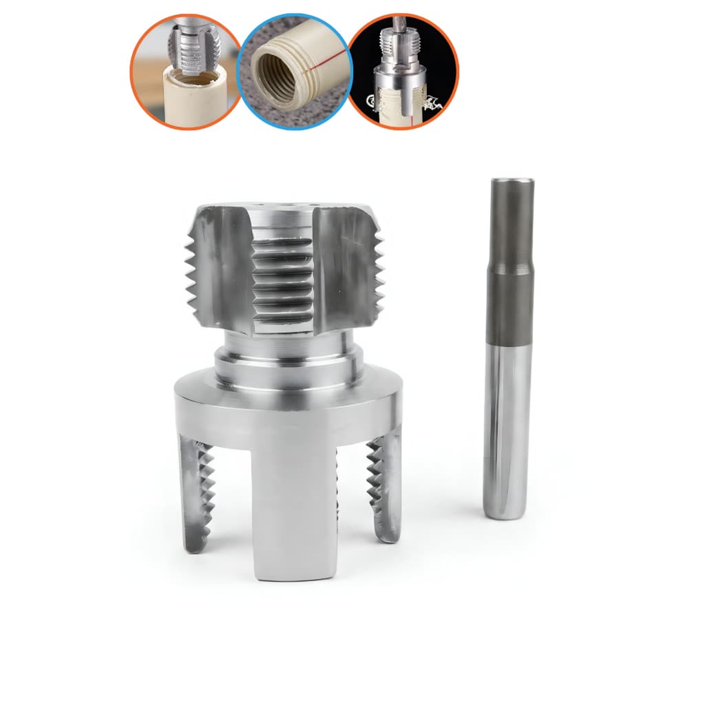 Kit rosqueador tarraxa abre rosca em cano de PVC tubos hidraulicos interna e externa 1/2 e 3/4 "