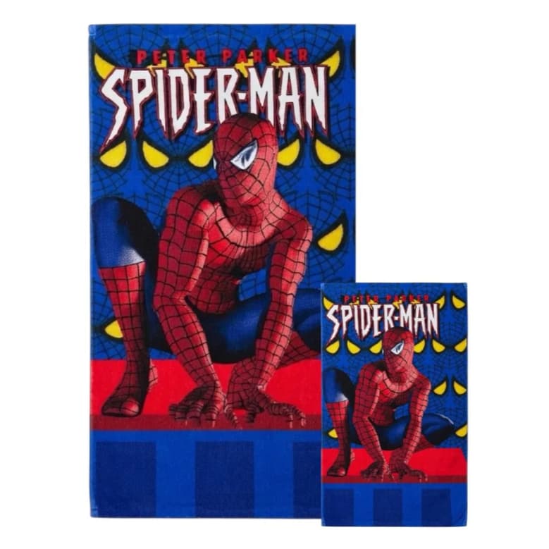 Kit Toalha De Banho + Toalha De Mão Infantil Homem Aranha Spider Man