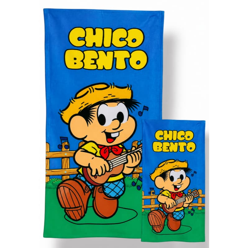 Kit Toalha De Banho + Toalha De Mão Infantil Chico Bento Turma da Monica