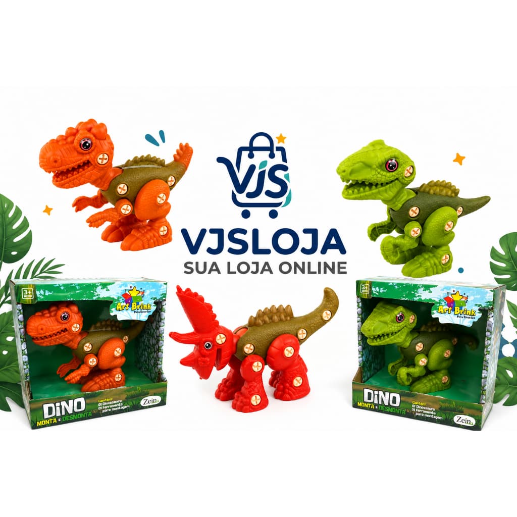Dinossauro Monta e Desmonta Infantil Com Ferramenta Brinquedo Educativo Coordenação Motora