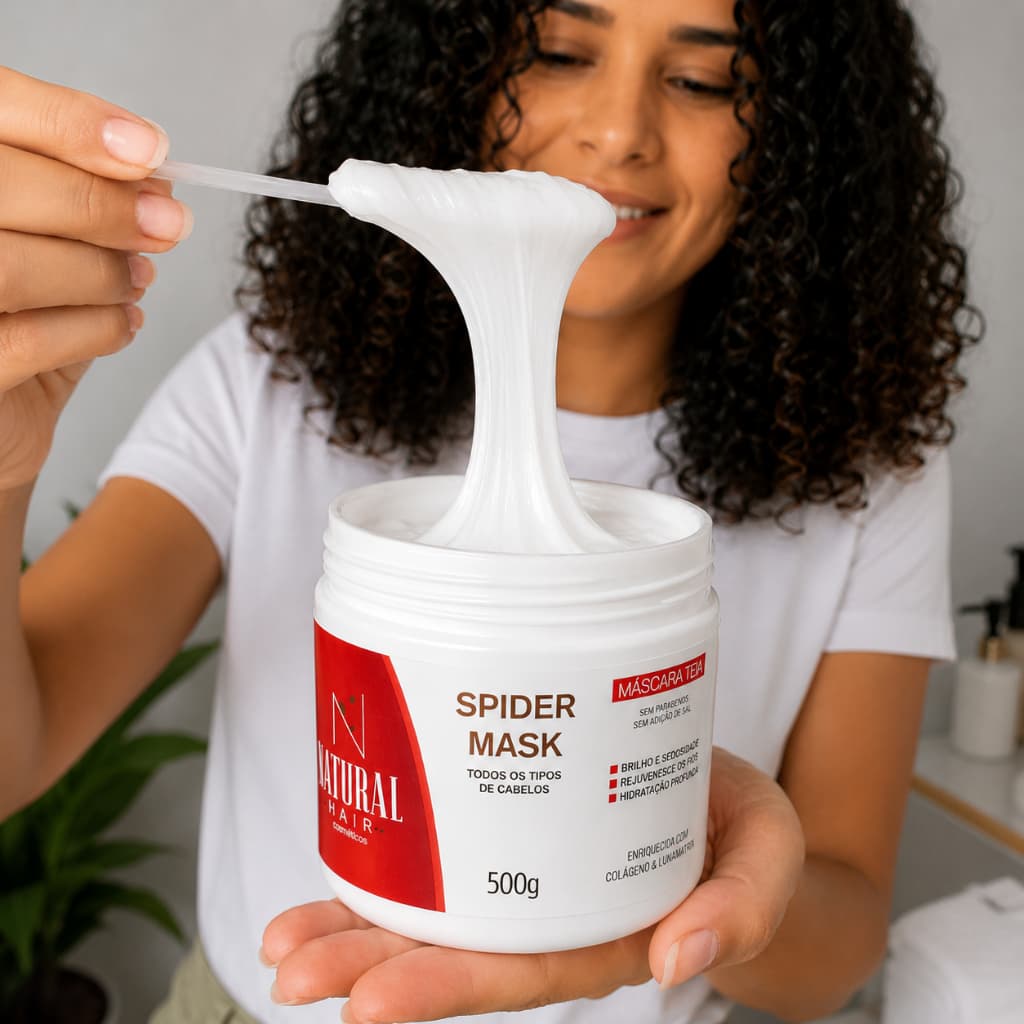 Máscara Capilar Hidratação Profunda 500g Efeito Teia Anti Frizz Brilho Maciez Natural Hair