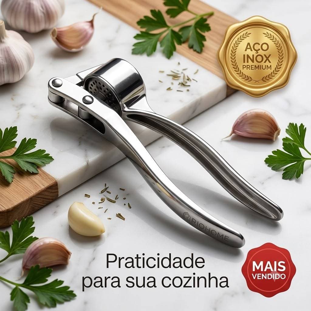 Espremedor de Alho em Inox Rio Home – Resistente, Prático e Durável