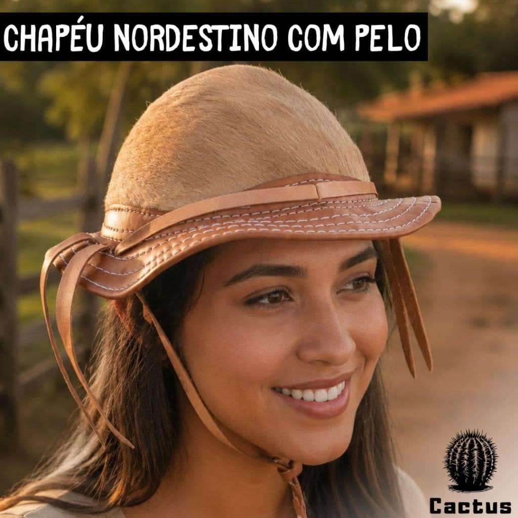 Chapéu nordestino de Couro Boné do sertão Cabana lampião Rústico Cangaceiro Festa junina são João