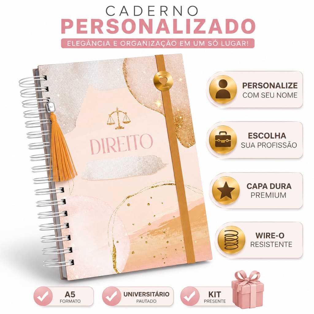 Caderno Profissões Personalizado Com Nome A5 Universitário Kit Presente Profissional