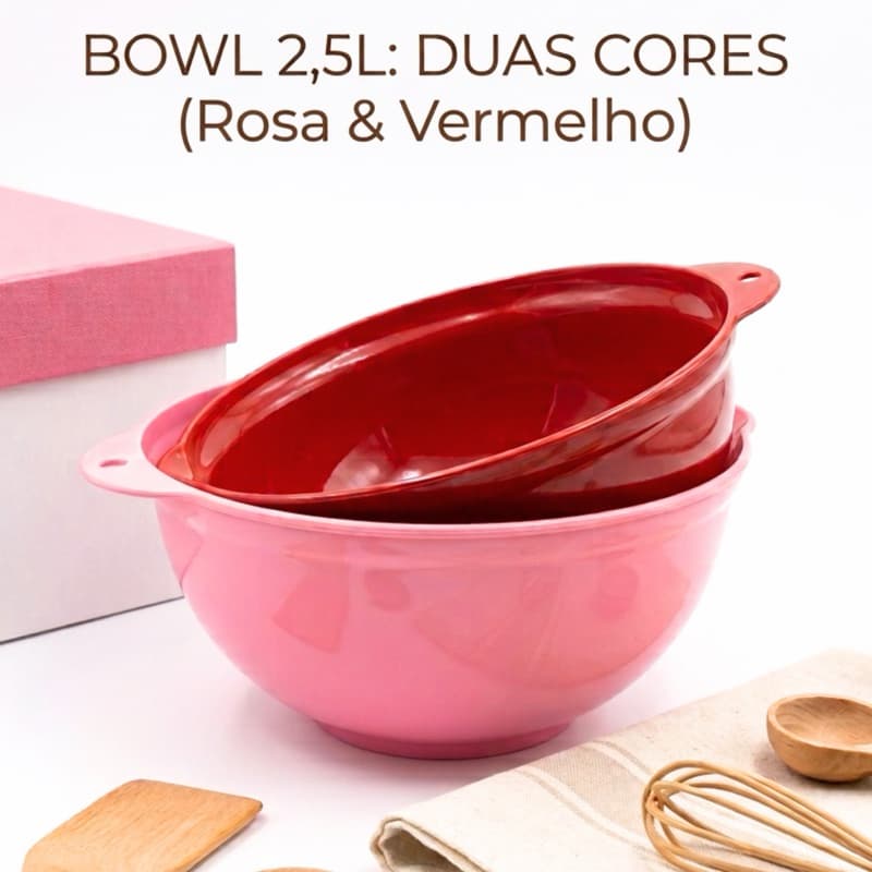 Bowl Tigela 2,5L Multiuso Bico Graduado Medidor Interno Livre de BPA Confeitaria Cozinha