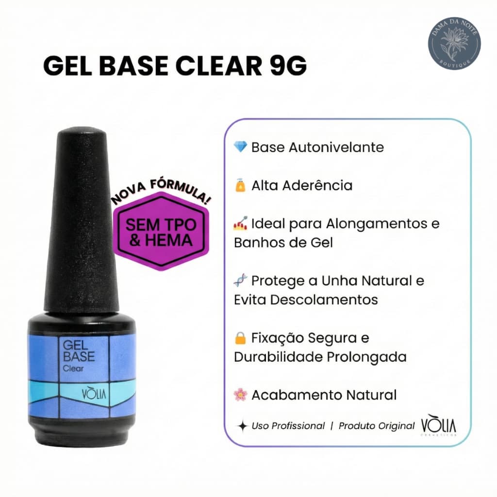 Volia Finalizador Base em Gel 9g HEMA Nova Formula Original Imediato