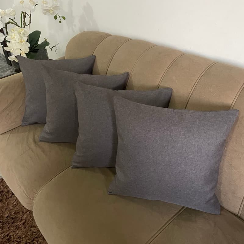 Kit 4 capas de almofadas linho cinza 45x45 decoração moderna sala