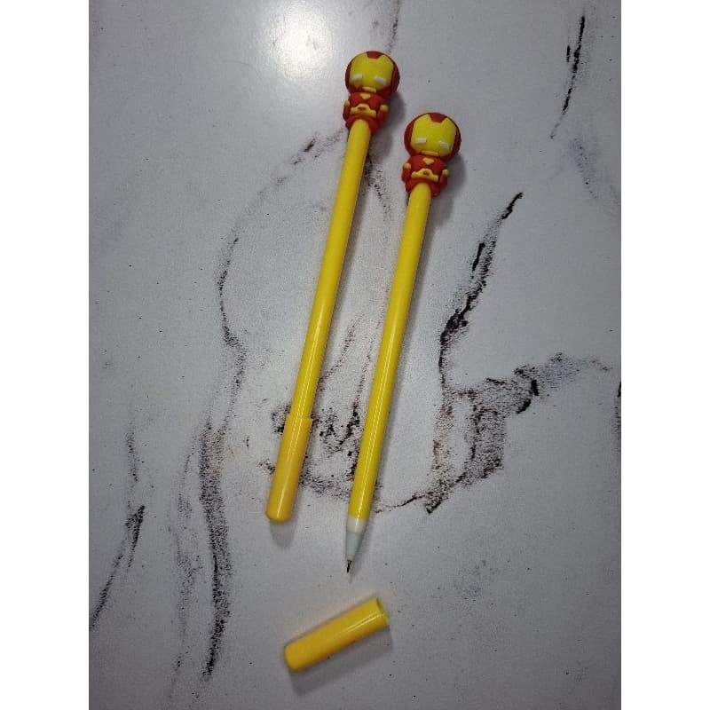 Caneta Gel Homem de Ferro 0,5mm | Caneta Tinta Preta Ponta Fina | Papelaria Criativa | Material Escolar | Presente