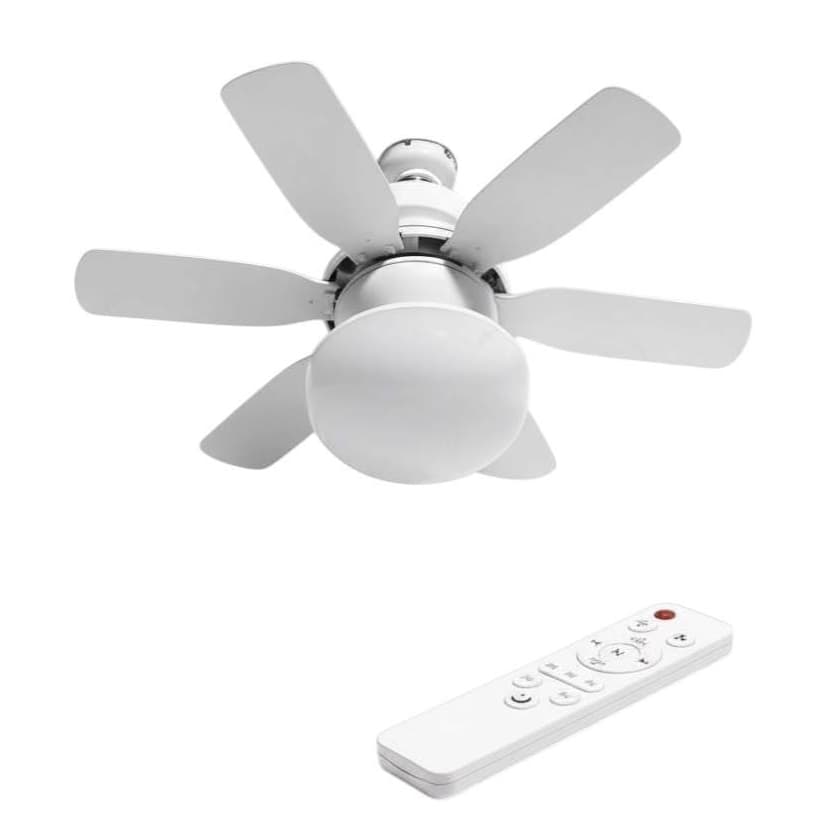 Ventilador de Teto Silencioso com Lâmpada Led Bulbo 80w Controle BF BQ Bivolt 5 Pás 06 hélices
