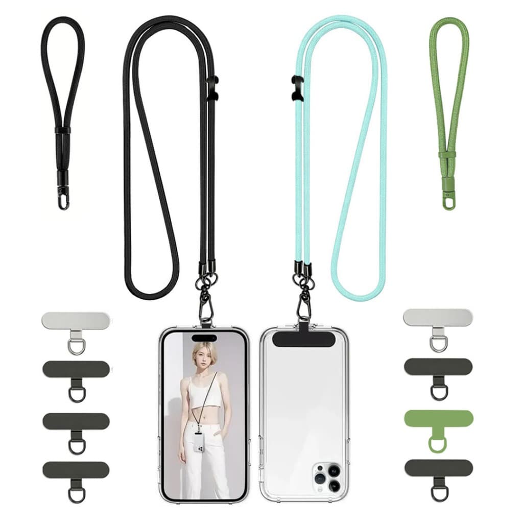 Kit com 2 Cordões para Celular iPhone e Android - Pulso e Pescoço Ajustável Anti-perda
