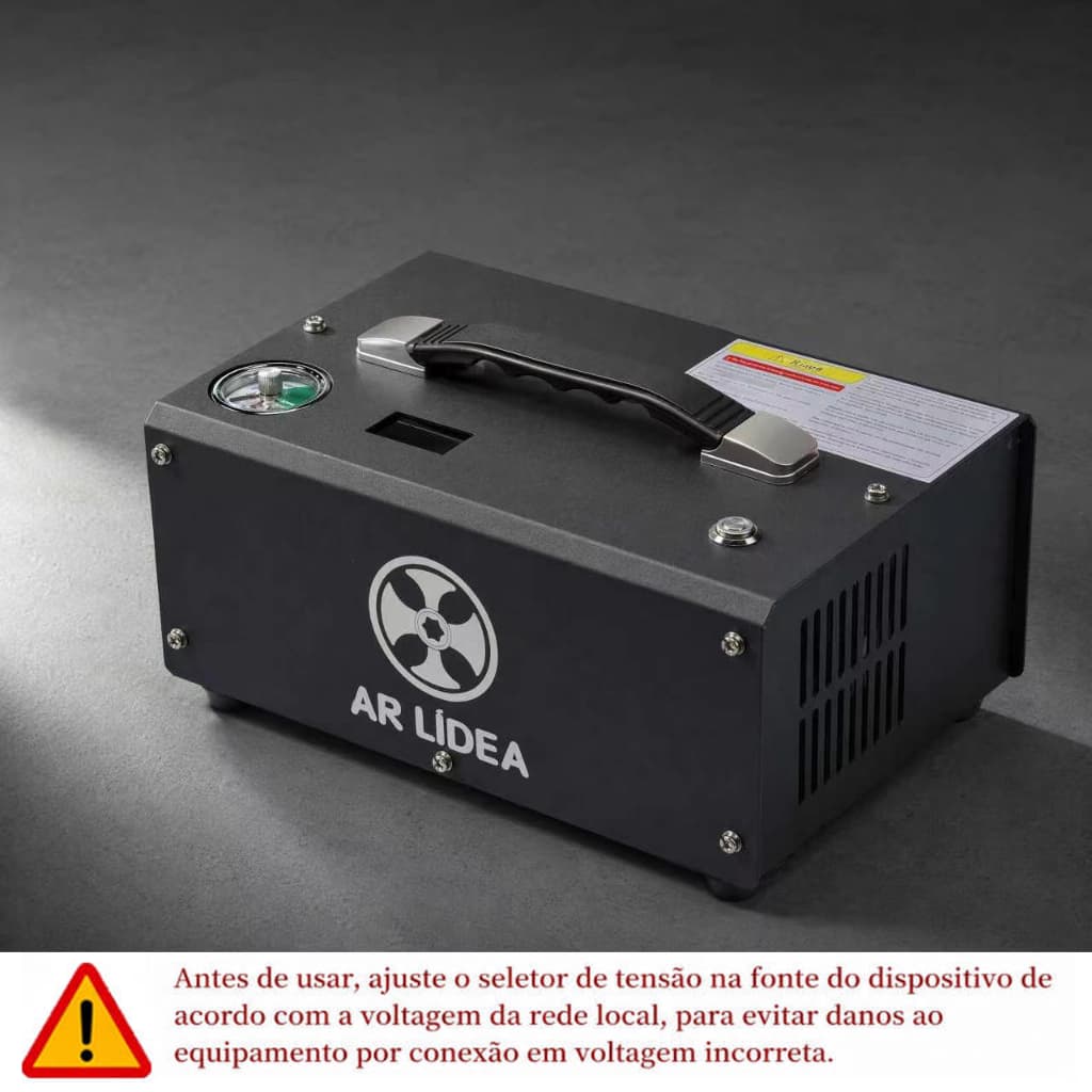 Compressor PCP LIDEA 12V 300bar Alta Pressão Portátil com Pressão Pré-definida e Programável para Rifle e Pistola PCP