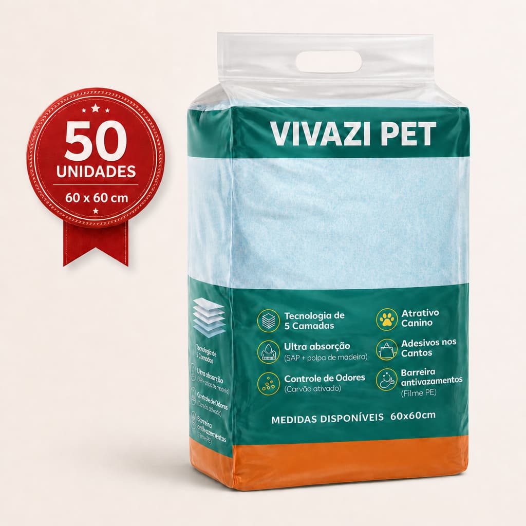 Tapete Higiênico PET 50 Unidades 45x60 cm - Fralda Pet Xixi