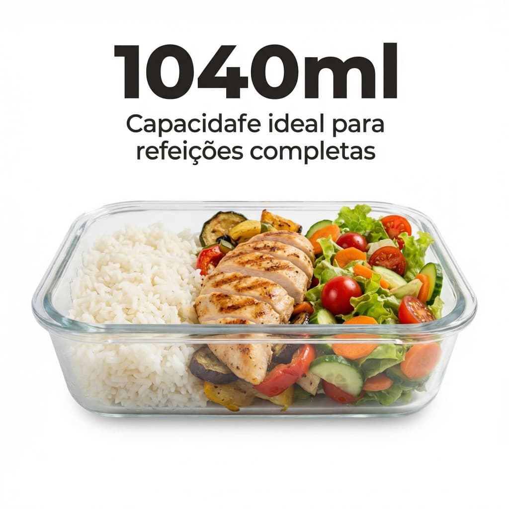Pote Vidro Hermético 1.040ml Marmita Tampa de Bambu Vidro