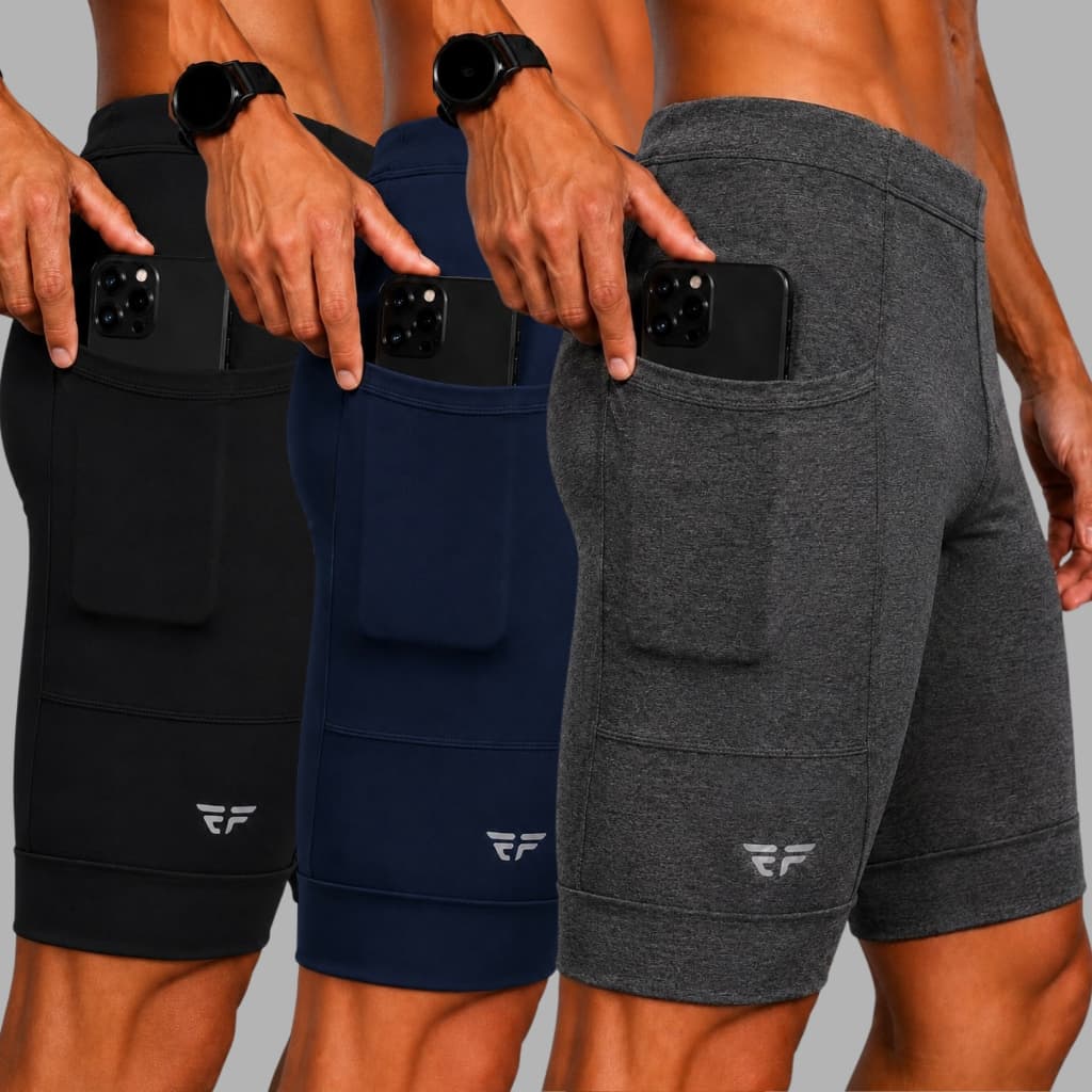 Kit 3 Bermudas De Compressão Masculina Com Bolso Corrida