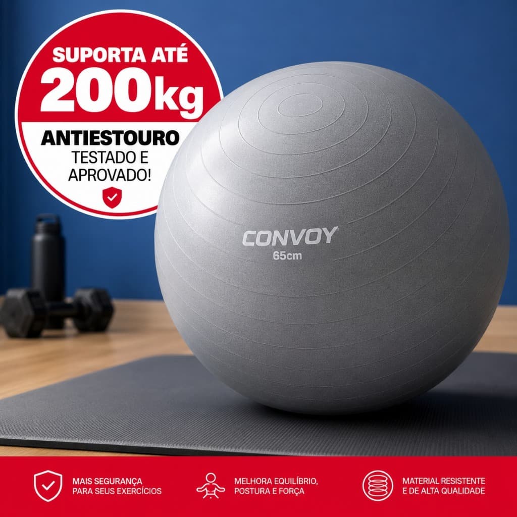 Bola Suíça Pilates 65cm Convoy Antiestouro C/Bomba