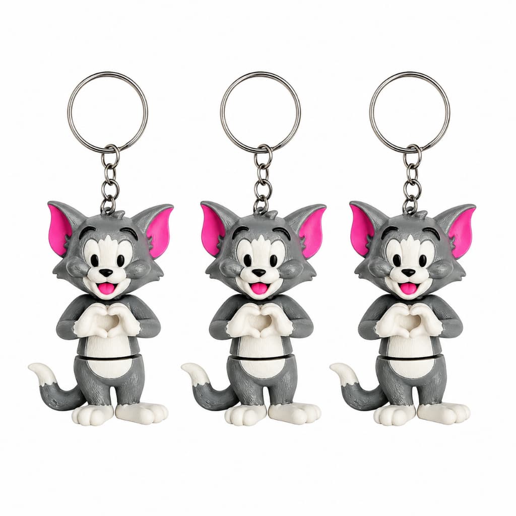Chaveiro Tom e Jerry 3D Articulado Desenho Animado Filme Crianca Lembranca Presente Chave Carro