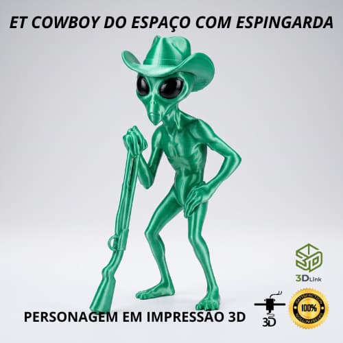 Boneco ET Alien Cowboy Do Espaço Colecionável Decorativo Verde Impressão 3D