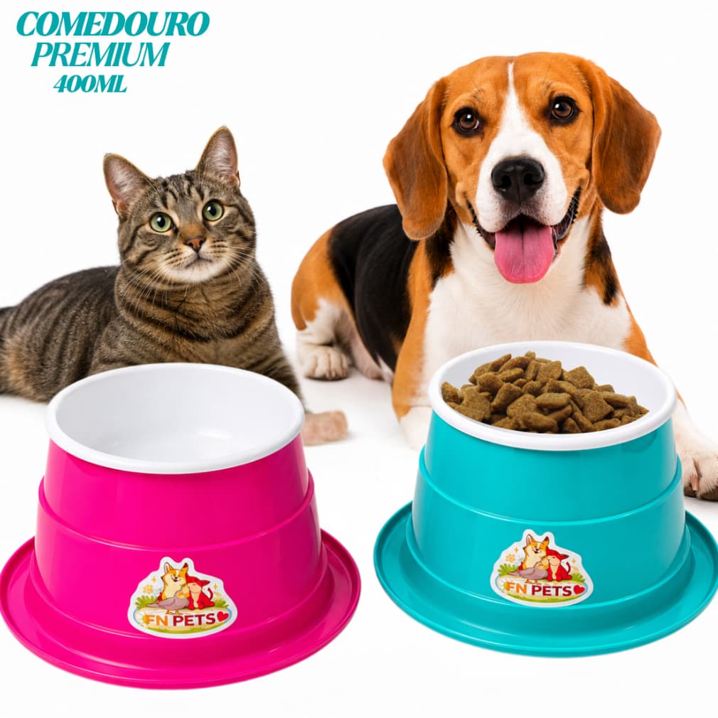 2 Comedouro e Bebedouro Elevado alto pet Anti Formiga 400ml | Cachorro e Gato | FN Pets Original