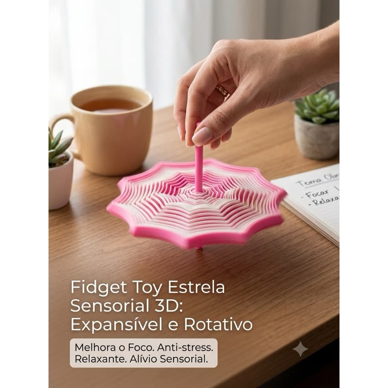 Fidget Toy Estrela Sensorial 3D Expansível Antiestresse Giratório Brinquedo Relaxante