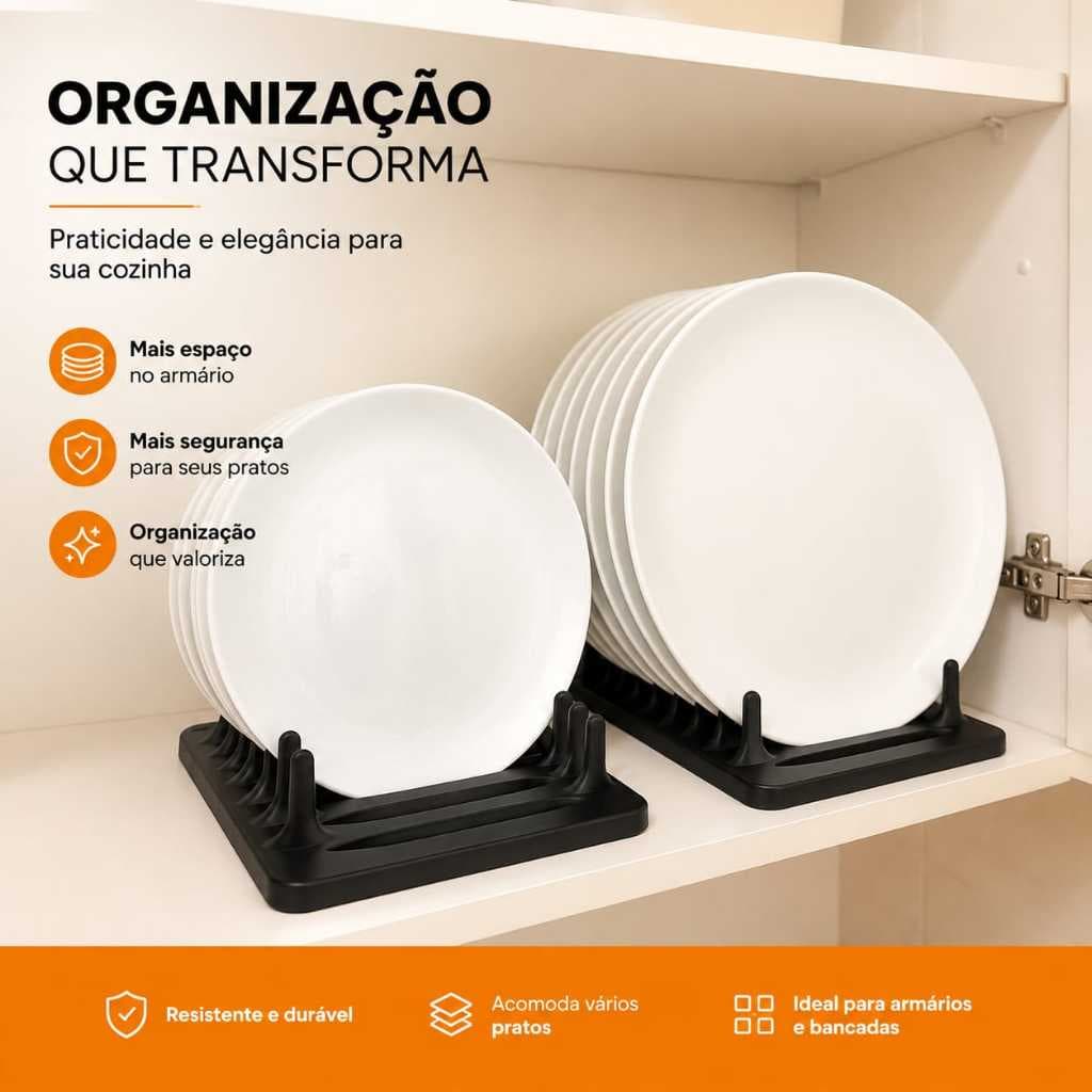 Suporte Organizador de Pratos Porta Pratos para Armário Cozinha Organizador de Louças Resistente
