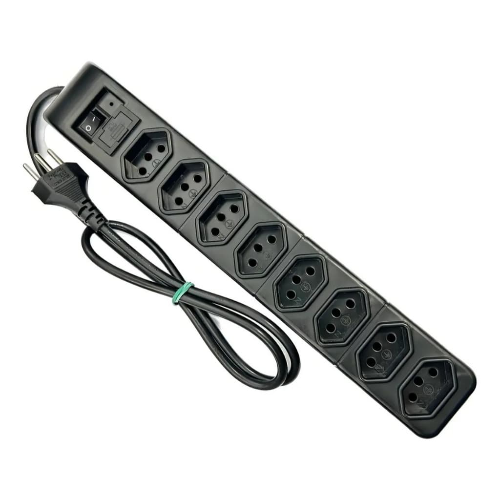 Filtro De Linha Slim 8 Tomadas Bivolt 4500a Cabo 85cm Preto PW