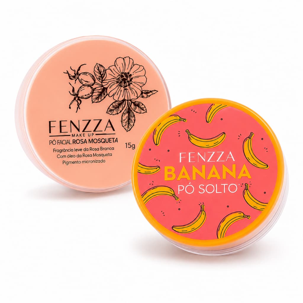 Kit Pó Facial Fenzza Rosa Mosqueta + Banana - Pó Solto para Maquiagem