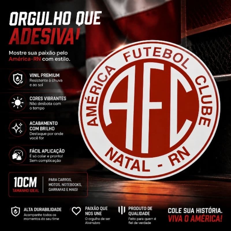 Adesivo do América-RN com Brilho 10cm