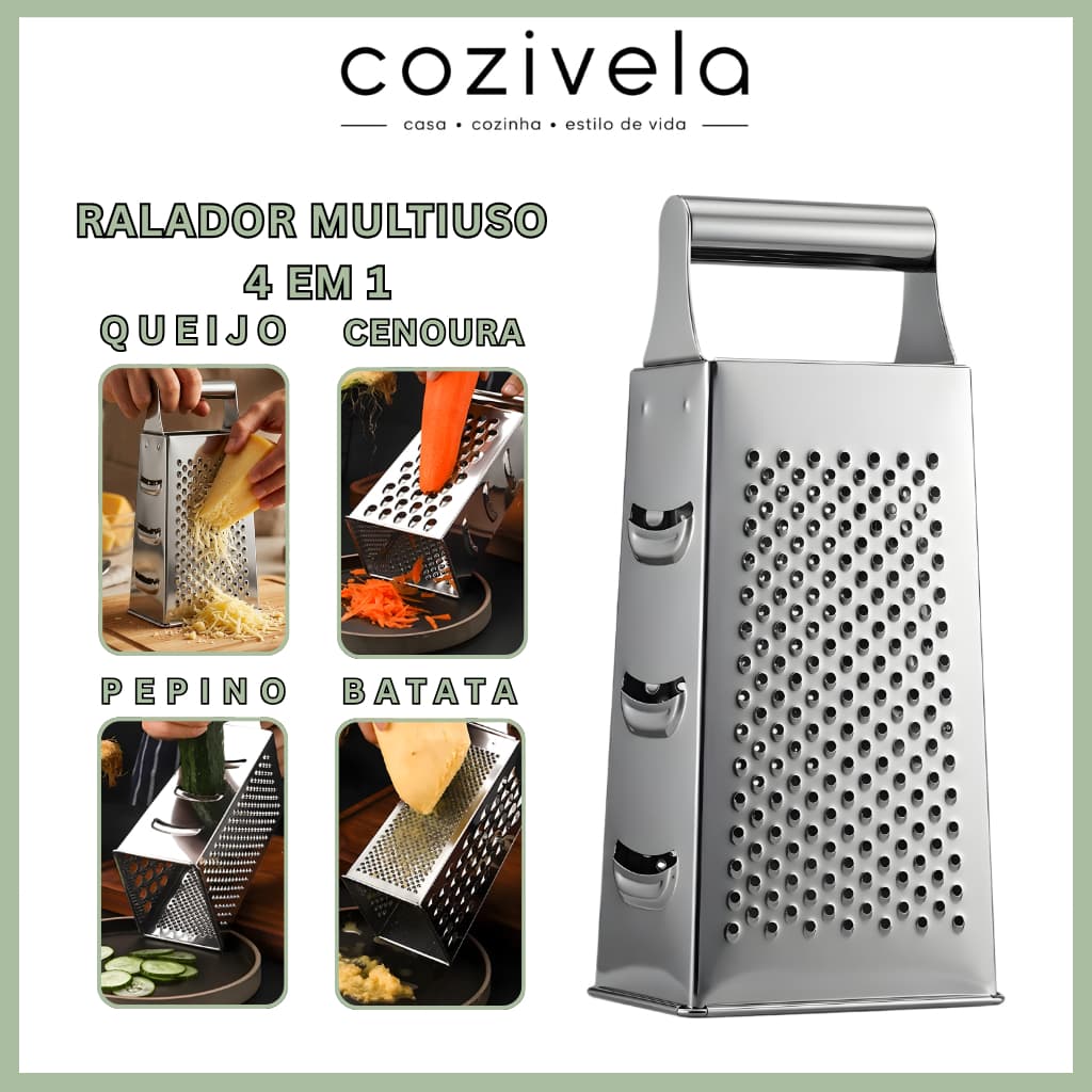 Ralador Aço Inox 4 Faces Resistente Cozinha Para Verduras Legumes Queijo Multiuso Alta Qualidade