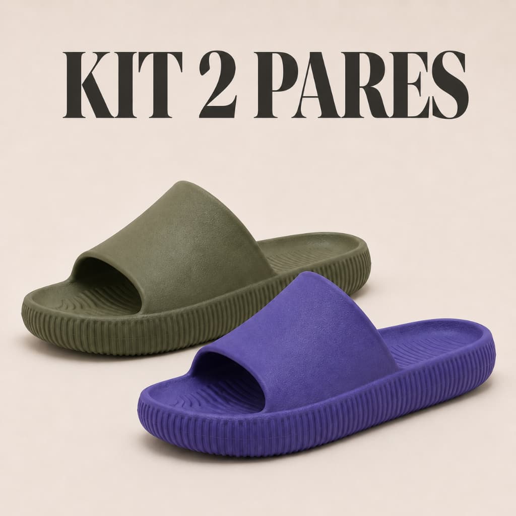 Kit 2 Chinelo Slide Nuvem Masculino Macio Confortável Antiderrapante Infantil e Adulto Tamanhos 27 ao 40