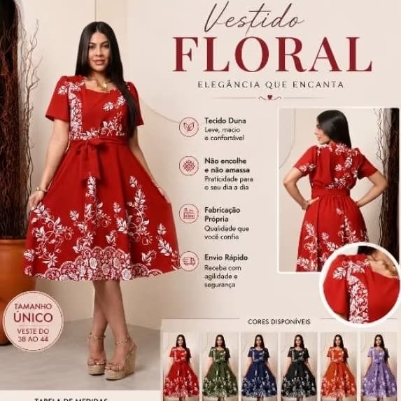 Vestido Feminino Mídi Gola Quadrada Barrado Estampado Casual Dia a Dia chique passeios rua