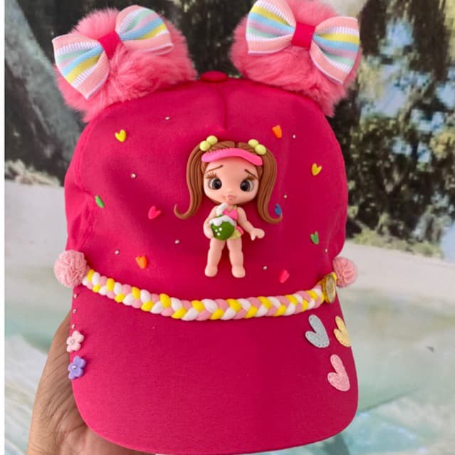 Boné Infantil Personalizado/ Boné Decorado/ Pompom/ Acessório de Cabelo Infantil/