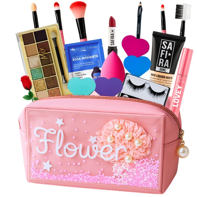 Maquiagem Completa E Bolsa Presente Namorada Mulher Make Top Linda