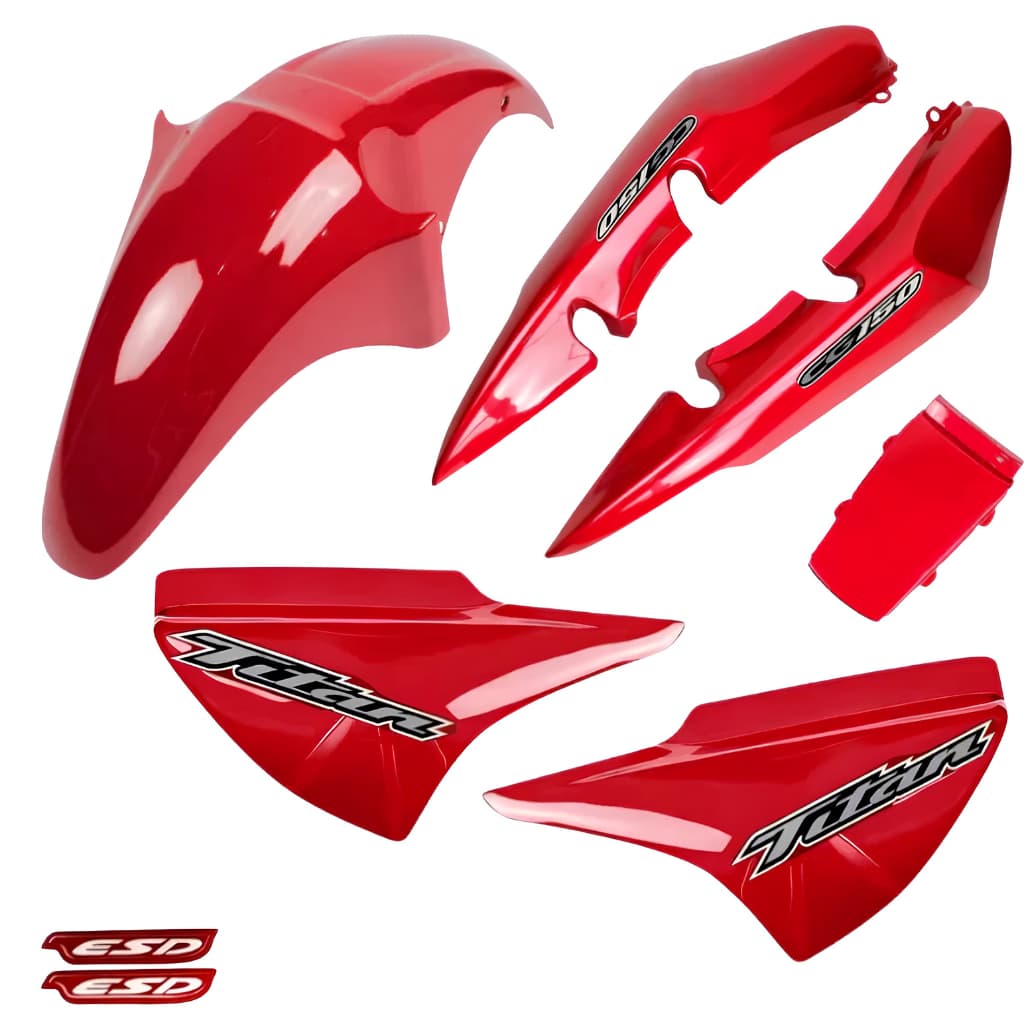 Kit Carenagem Titan 150 Vermelha 2004 2005 2006 2007 2008 + Adesivos